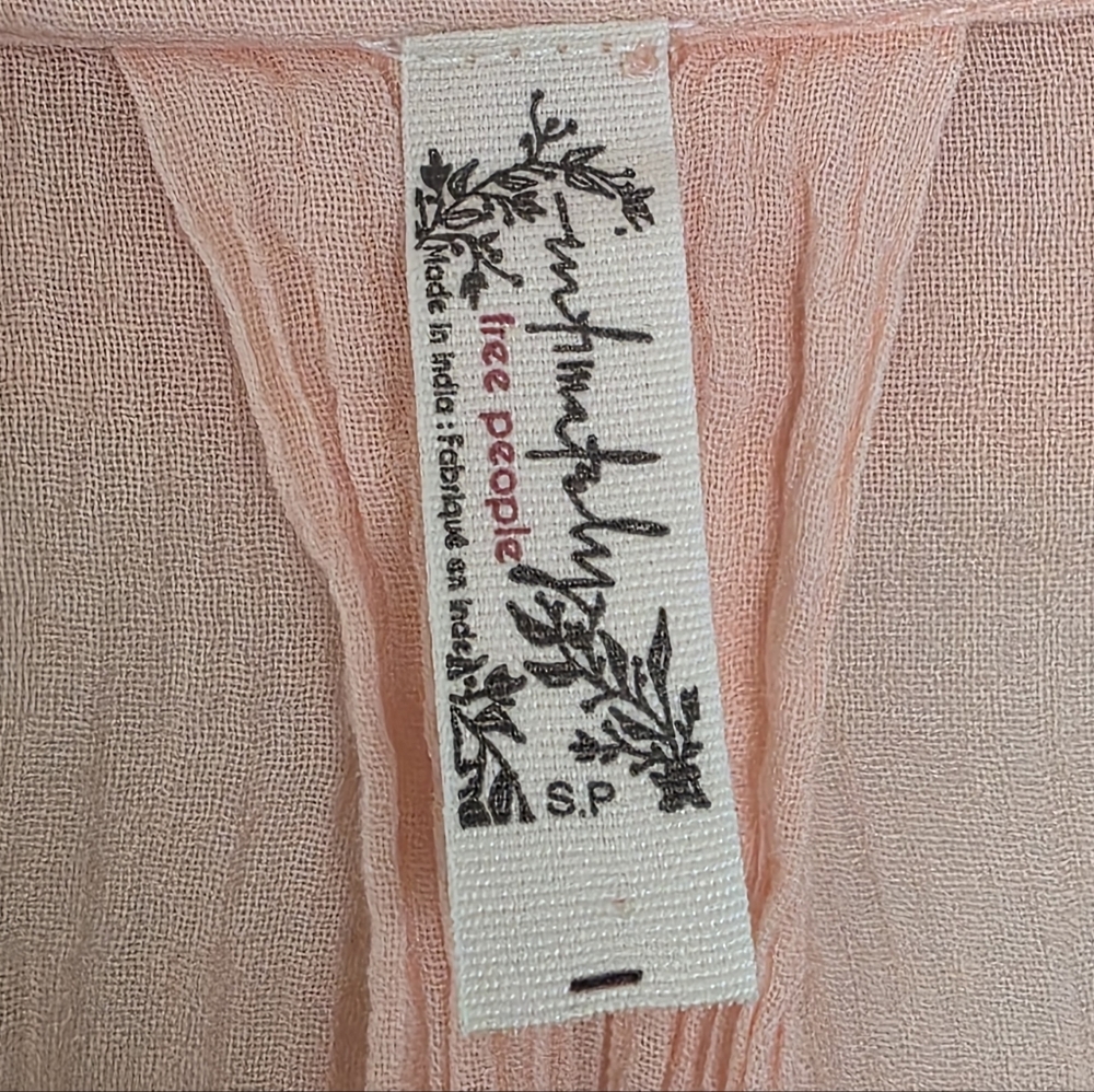 Free People Intimately Sleep Talk Cotton Shirt Electric Peach Small - Picture 5 of 9